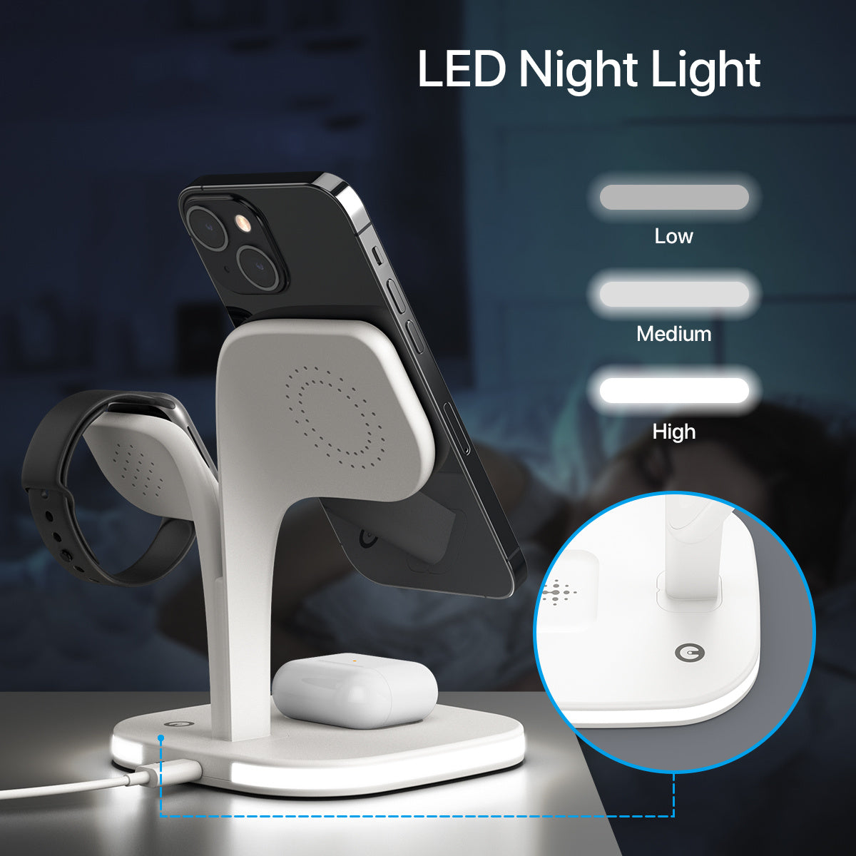 5-in-1 Charging Station – MagSafe Compatible Fast Charger with Night Light