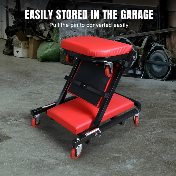 🛠️ 300 lb Z-Shaped Foldable Creeper Seat – 36" 2-in-1 Low Profile Garage Chair