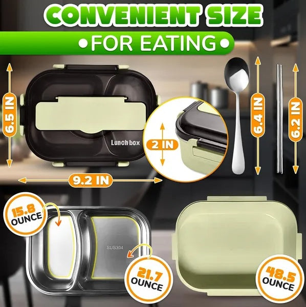 🥗 48.5 oz Stainless Steel Bento Lunch Box