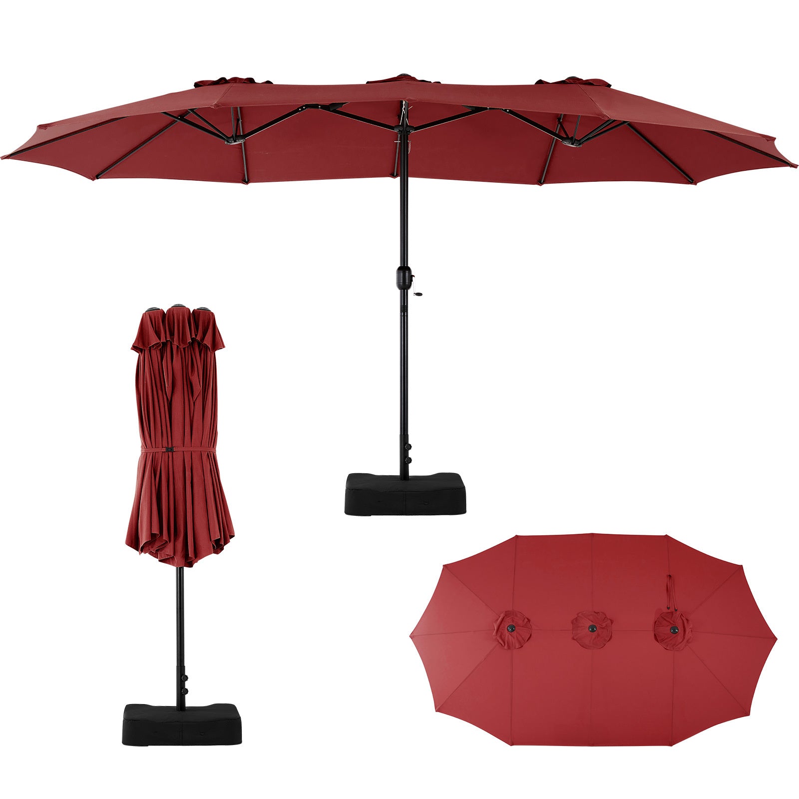 🌞 15FT Large Patio Umbrella with Base – Extra-Wide Sun Shade for Backyard, Deck, Market, or Outdoor Dining