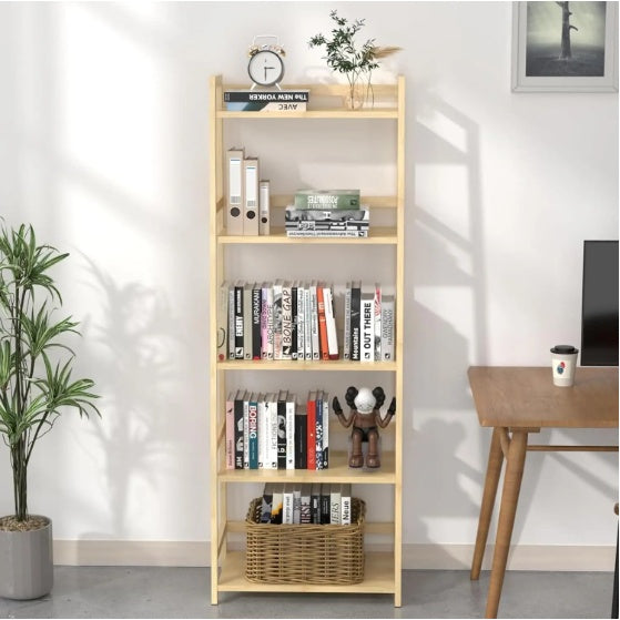 📚 5-Tier Bamboo Bookshelf – Modern, Durable & Multi-Purpose