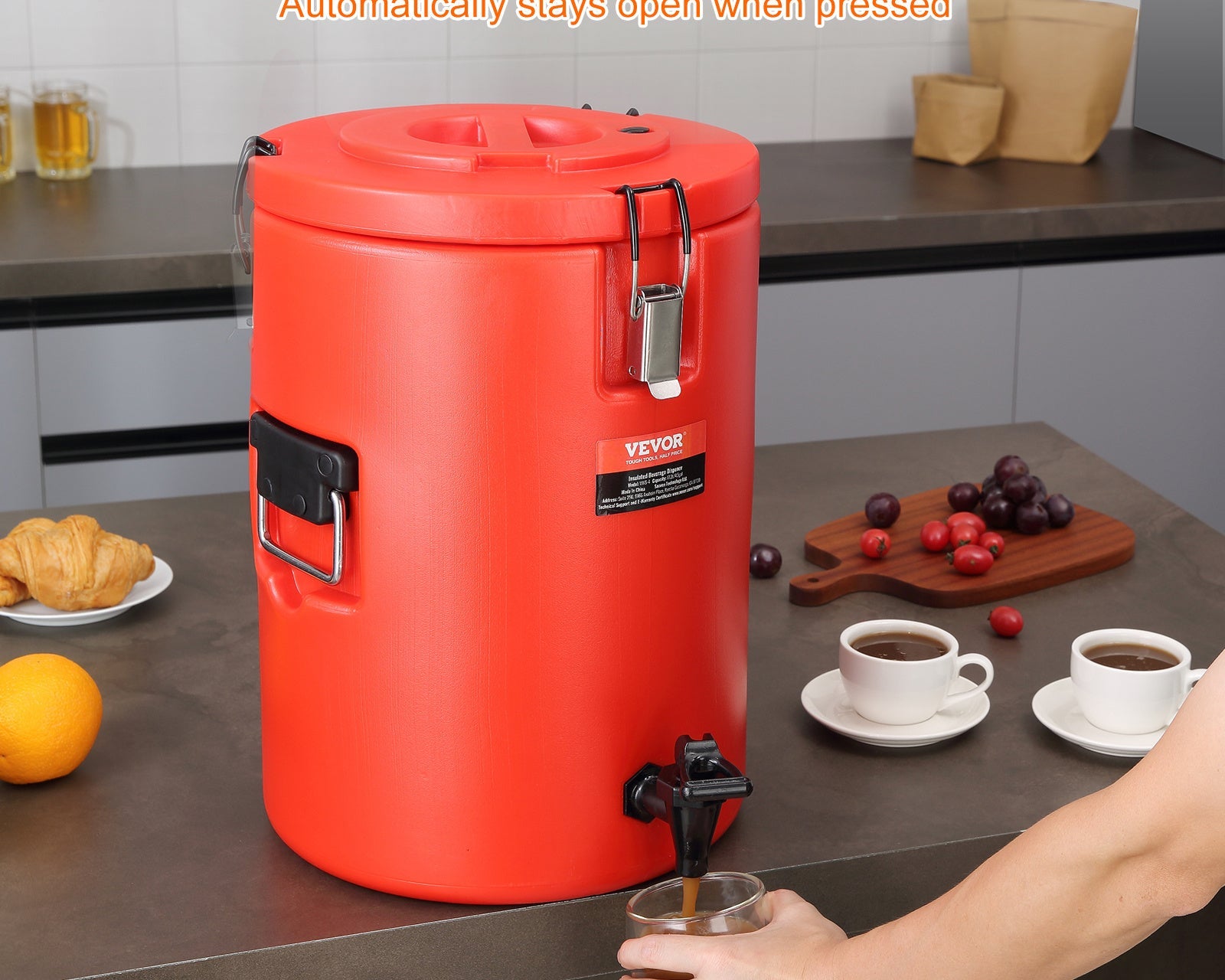 VEVOR 4.5-Gallon Stainless Steel Insulated Beverage Dispenser