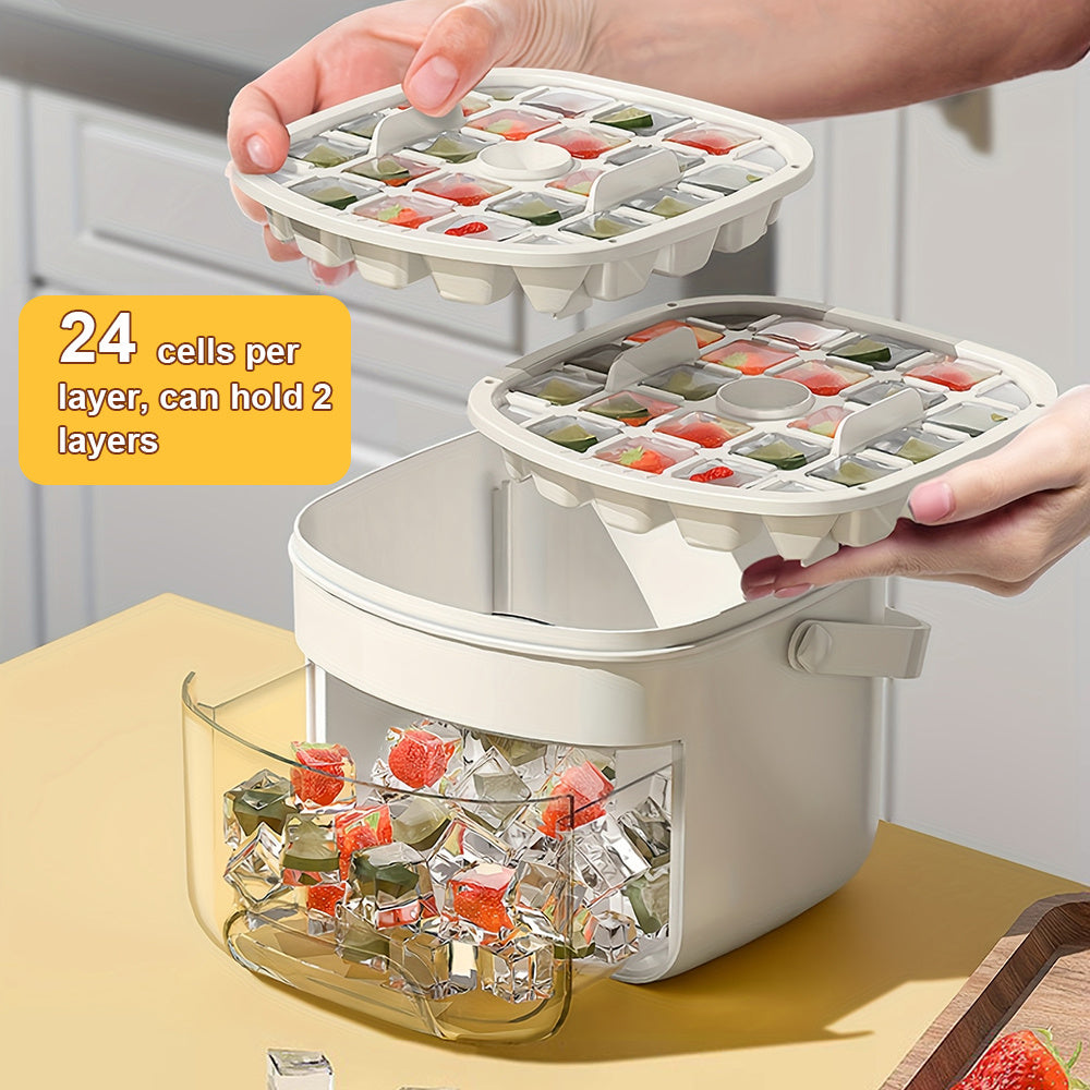 Easy-Release Ice Cube Tray with Storage Box & Scoop