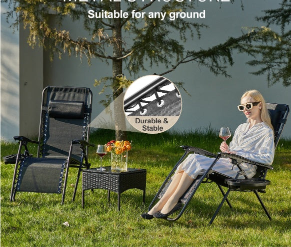 DEAL: Set of 2 Zero Gravity Lounge Chairs – Reclining with Pillow & Cup Holder