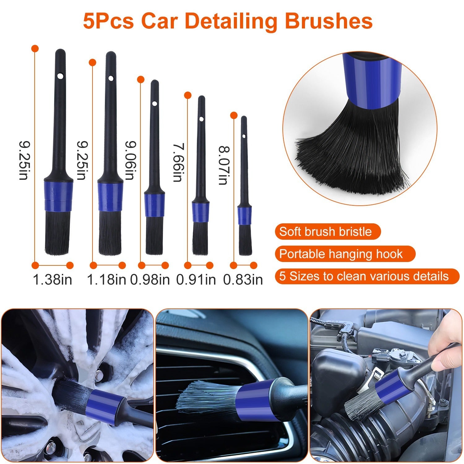 26Pcs Complete Car Detailing Brush Kit