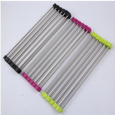 🍽️ Folding Kitchen Sink Rack – Stainless Steel Roll-Up Dish Drying Rack