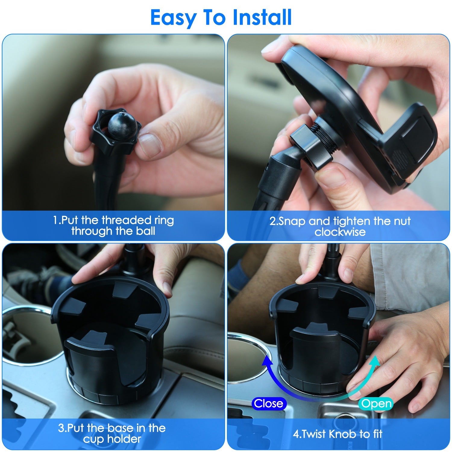 Durable 2-in-1 Car Cup & Phone Holder - Universal Fit