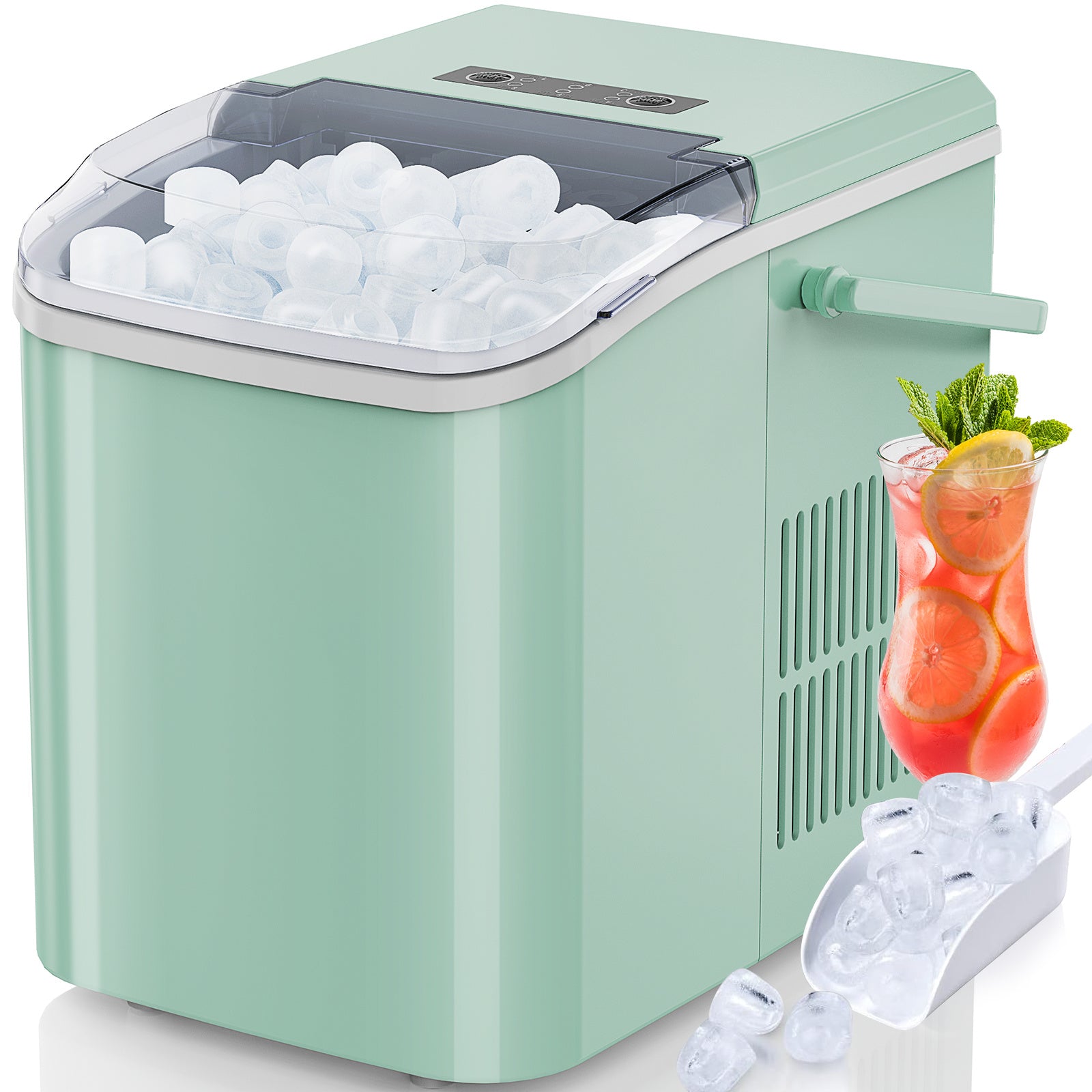 Portable Countertop Ice Maker – 24 lbs/Day, 2 Ice Sizes, Self-Cleaning, with Scoop & Basket – Black