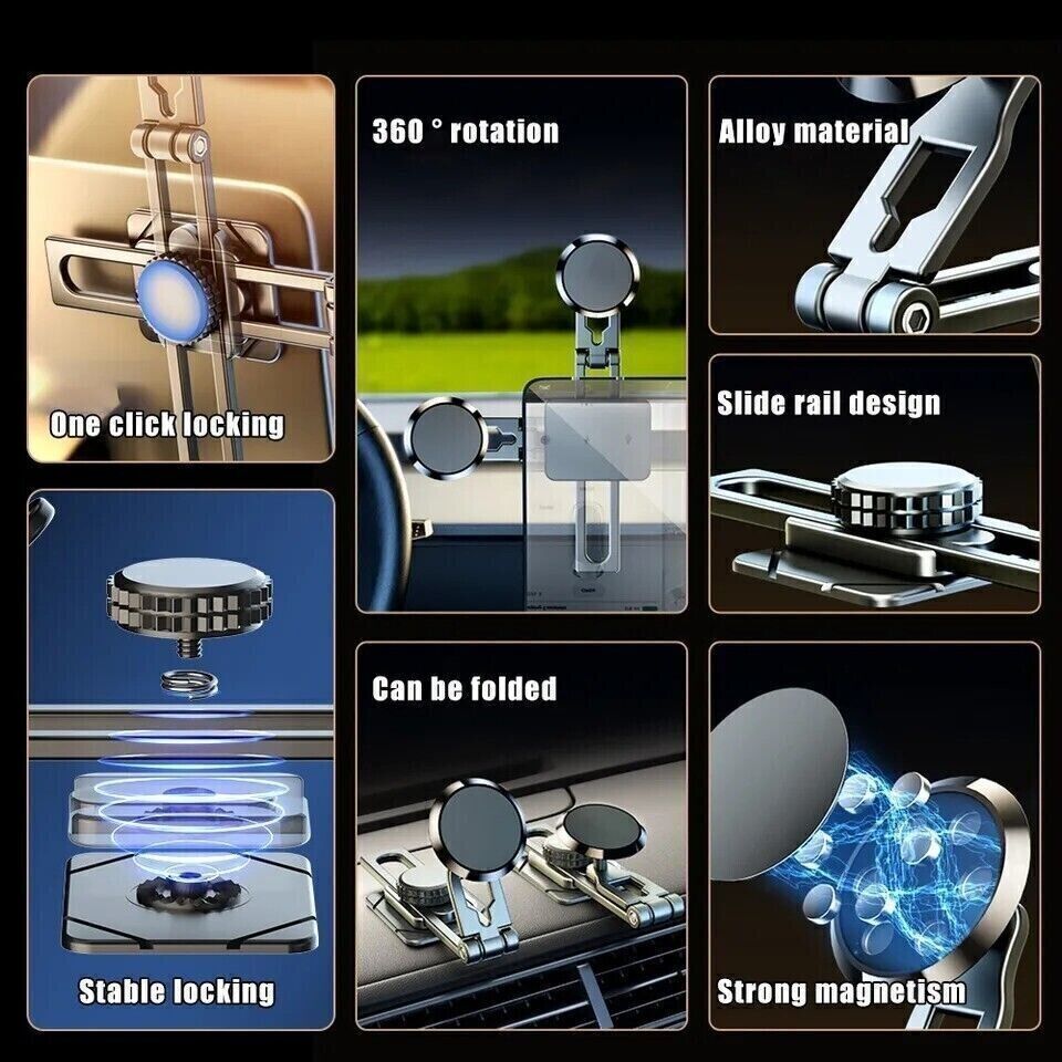 📱 Universal 360° Magnetic Car Phone Holder – Fully Adjustable Mount