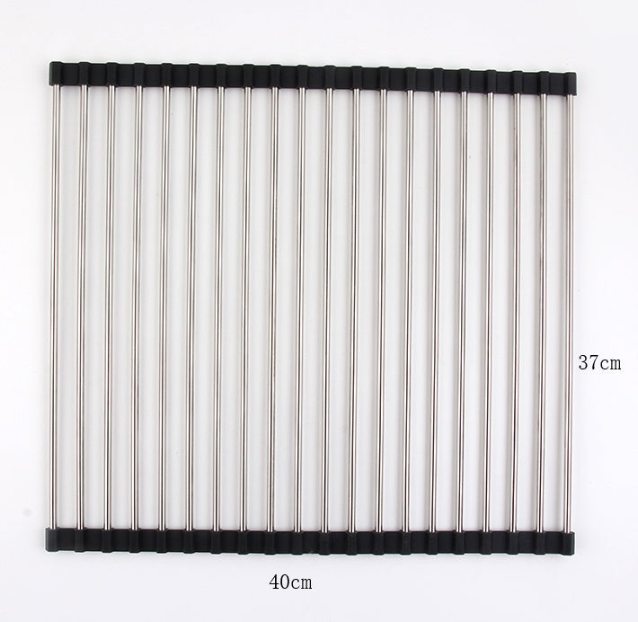 🍽️ Folding Kitchen Sink Rack – Stainless Steel Roll-Up Dish Drying Rack