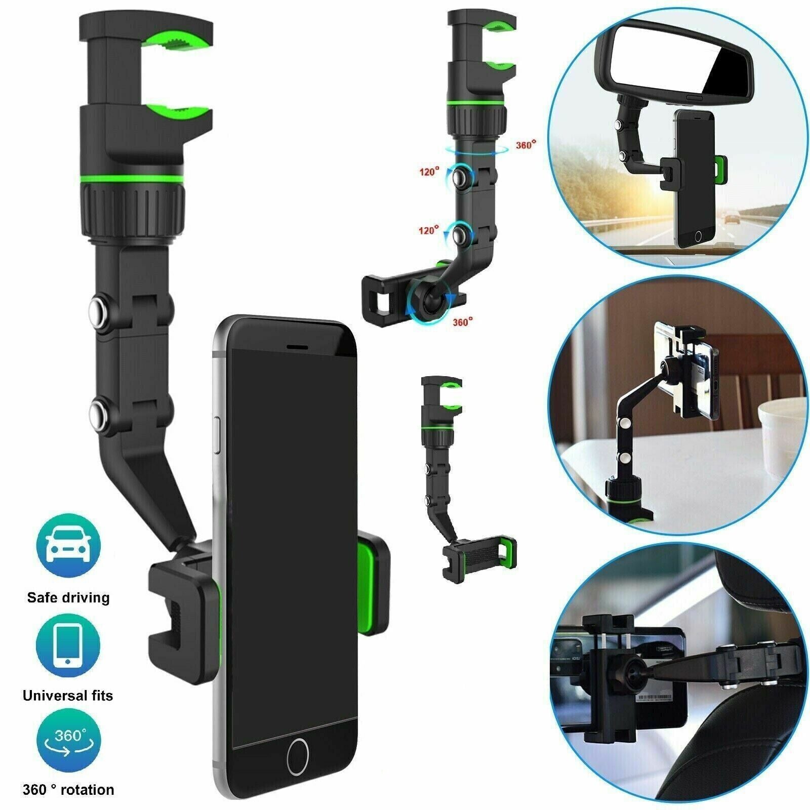 Adjustable Rearview Mirror Phone Mount