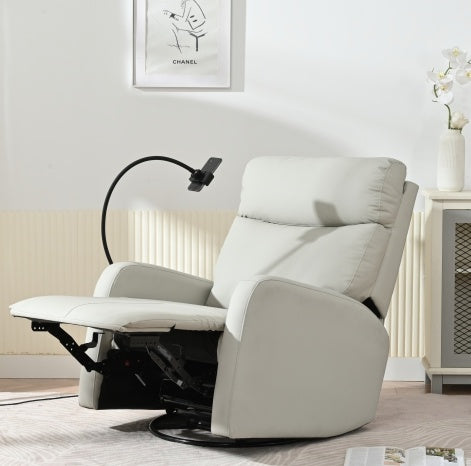 🪑 Modern Swivel Rocking Recliner – Light Grey | 360° Comfort for Bedroom, Nursery, or Living Room