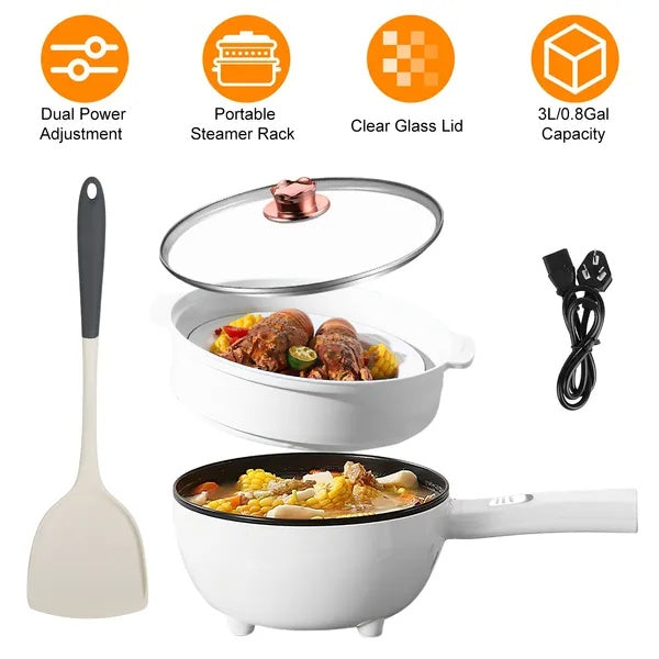 Electric Hot Pot with Steamer & Frying Pan