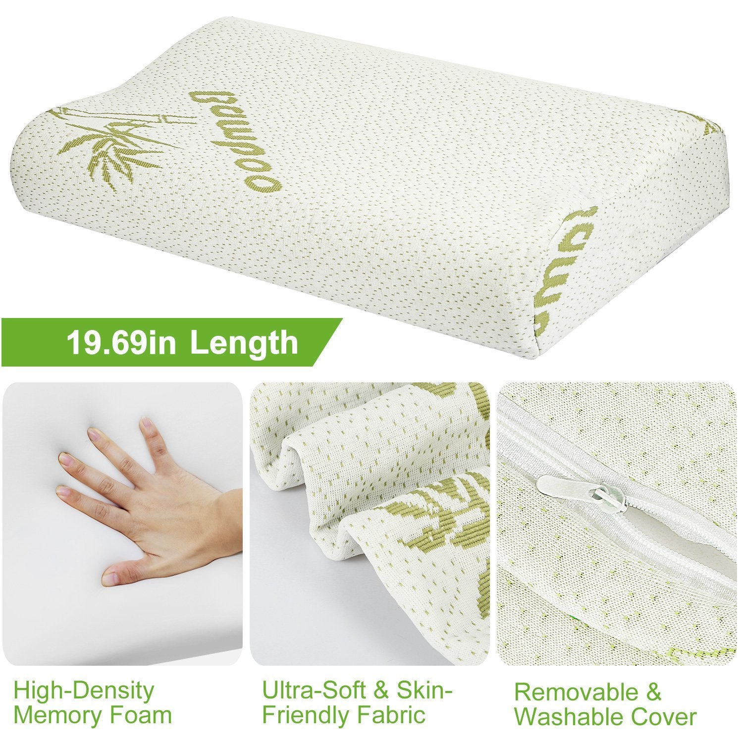 🌿 Bamboo Fiber Memory Foam Pillow – Ergonomic Support