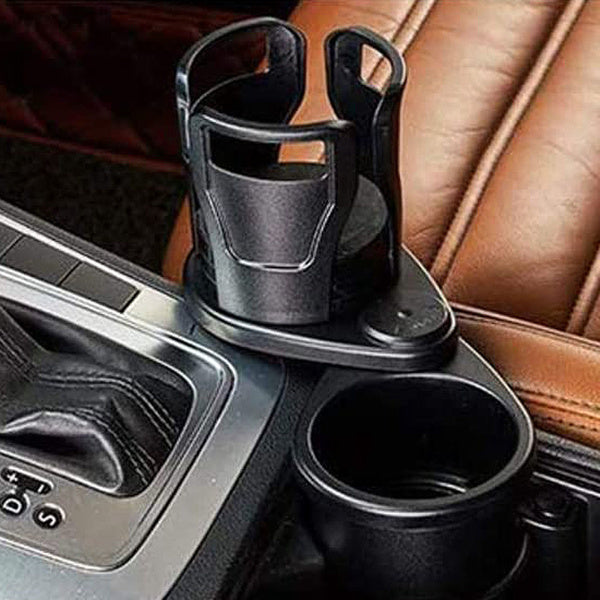 🚗 2-in-1 Rotating Car Cup Holder – Dual Drink & Storage Organizer