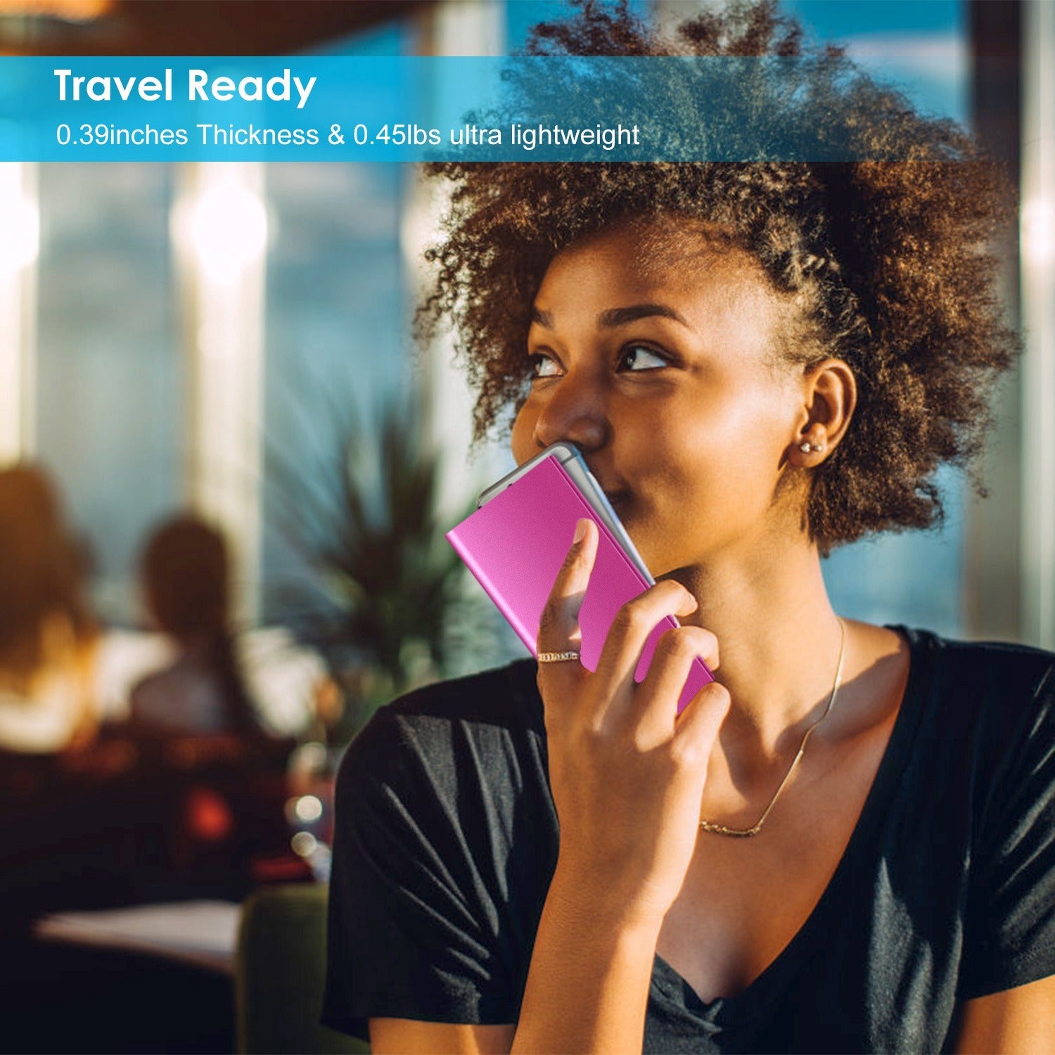 🔋 20,000mAh Ultra-Thin Power Bank - Dual USB & Flashlight