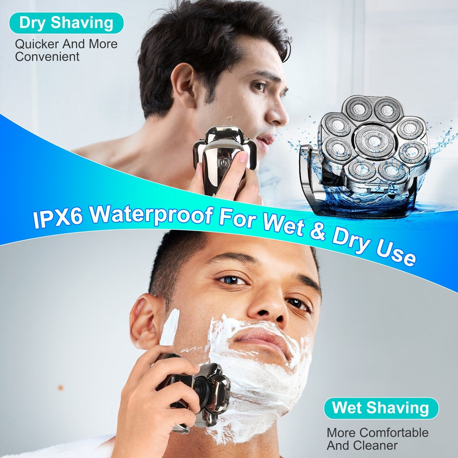 🔥 6-in-1 9D Electric Head Shaver for Men