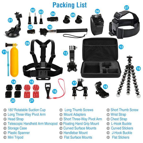 🎥 26-in-1 Action Camera Accessories Kit - For GoPro, DJI, Insta360 & More