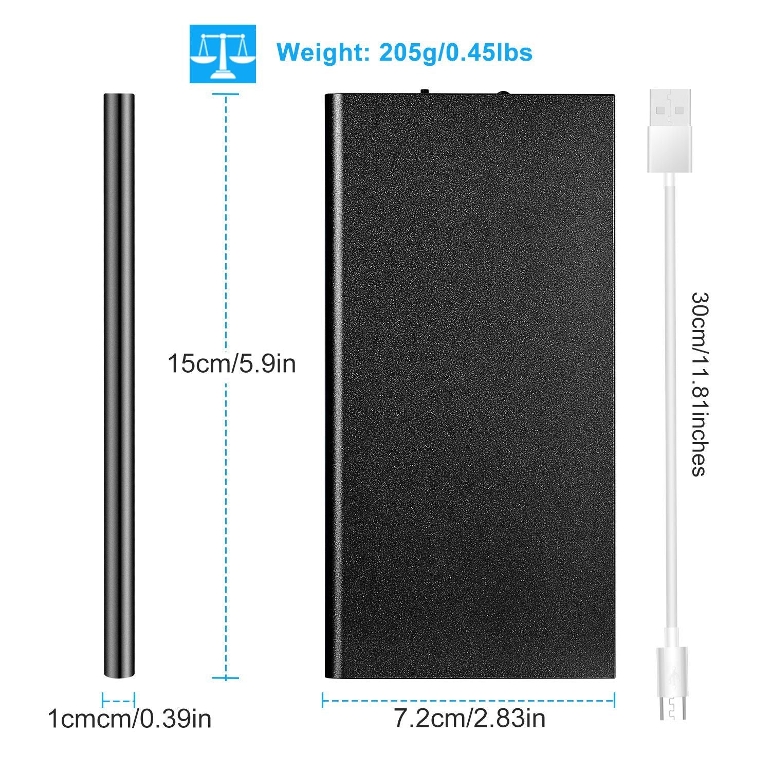 🔋 20,000mAh Ultra-Thin Power Bank - Dual USB & Flashlight