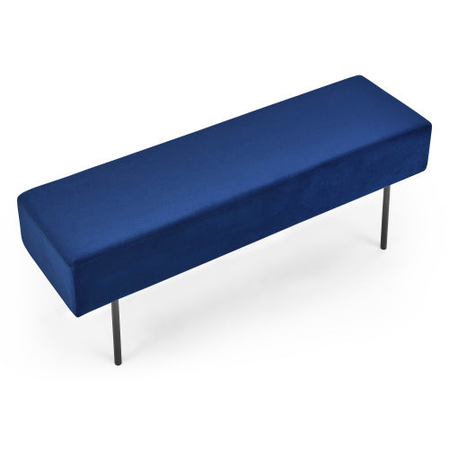 Contemporary Velvet Upholstered Bench – 45" Blue Accent Bench