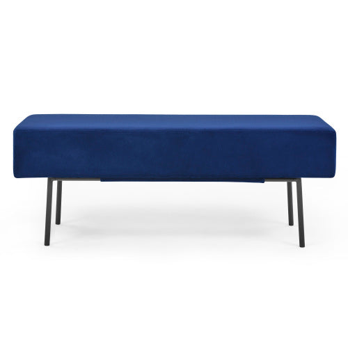 Contemporary Velvet Upholstered Bench – 45" Blue Accent Bench