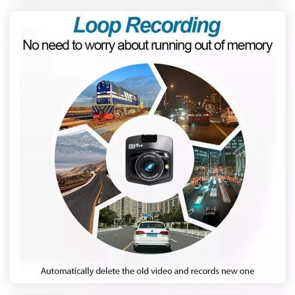 Full HD 1080P Dash Cam – 170° Wide Angle, Night Vision, G-Sensor, and Loop Recording
