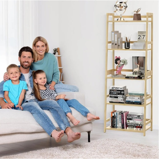 📚 5-Tier Bamboo Bookshelf – Modern, Durable & Multi-Purpose