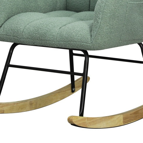 🪑 Teddy Fabric Rocking Chair – Light Green