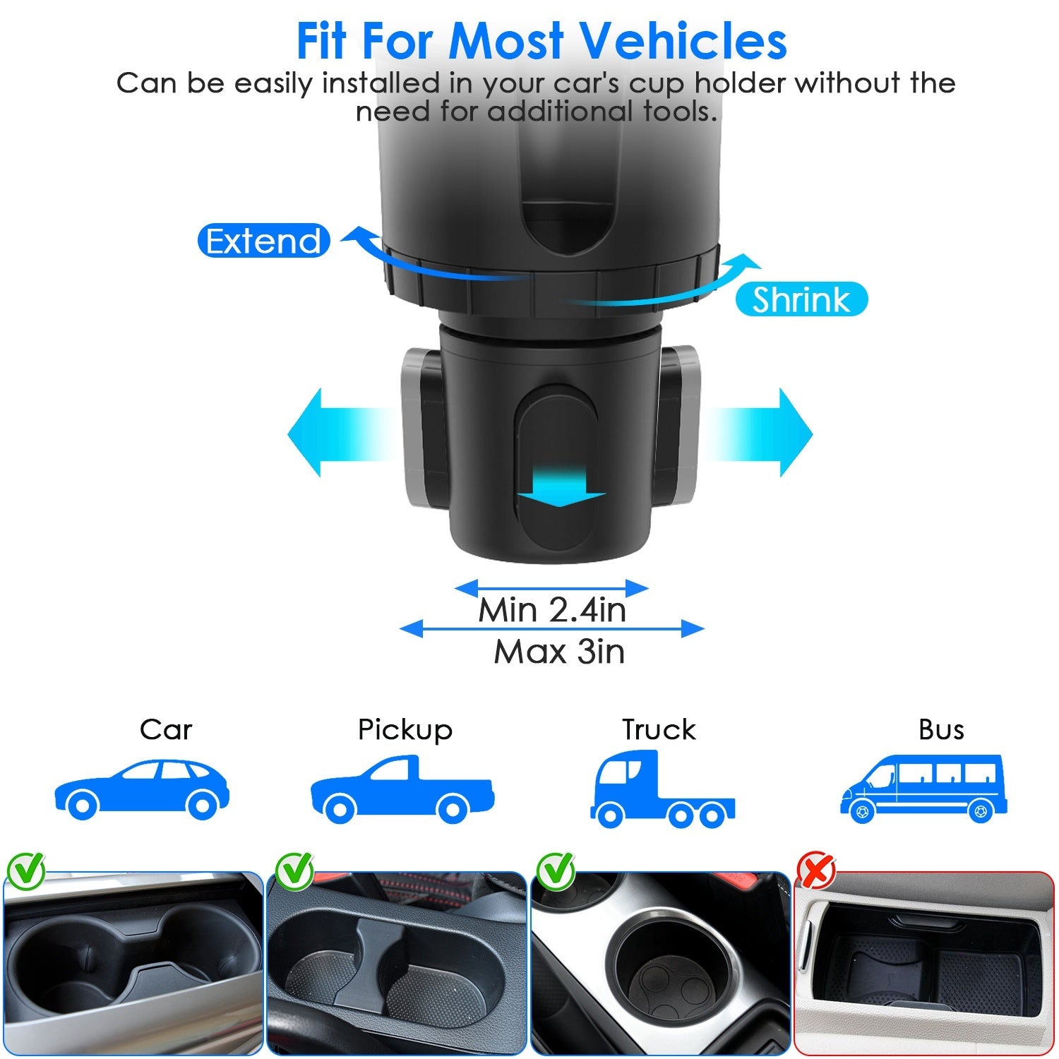 Durable 2-in-1 Car Cup & Phone Holder - Universal Fit