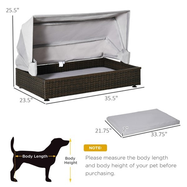 🐾 Outdoor Rattan Dog Bed with Waterproof Canopy
