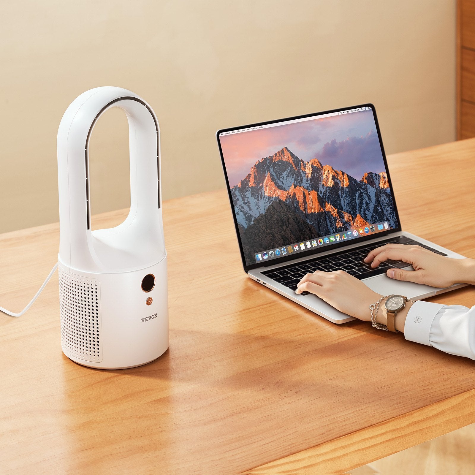 Portable Blade-less Desk Fan – 6-Speed Quiet Table Fan with USB Power for Bedroom Office