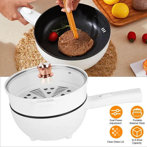 Electric Hot Pot with Steamer & Frying Pan