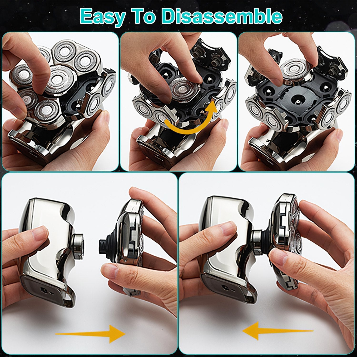 🔥 6-in-1 9D Electric Head Shaver for Men