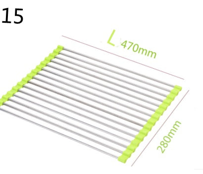 🍽️ Folding Kitchen Sink Rack – Stainless Steel Roll-Up Dish Drying Rack