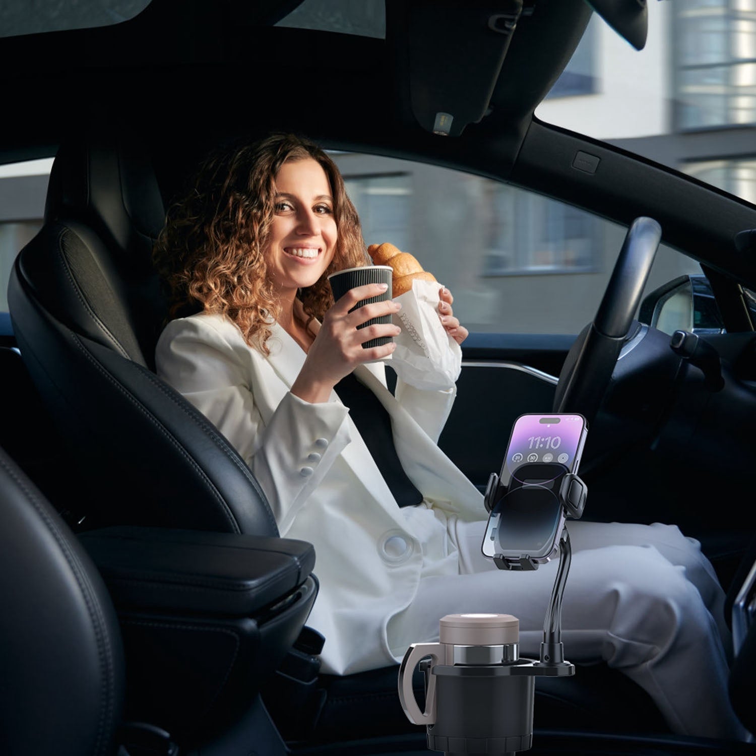 Durable 2-in-1 Car Cup & Phone Holder - Universal Fit