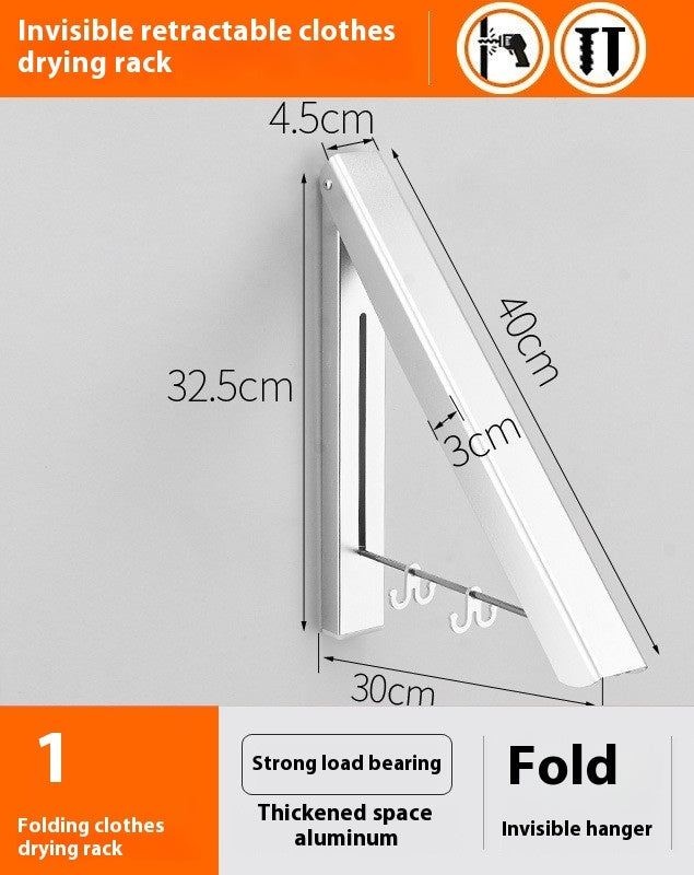 🧥 Space-Saving Aluminum Foldable Wall Hanger – Punch-Free & Waterproof