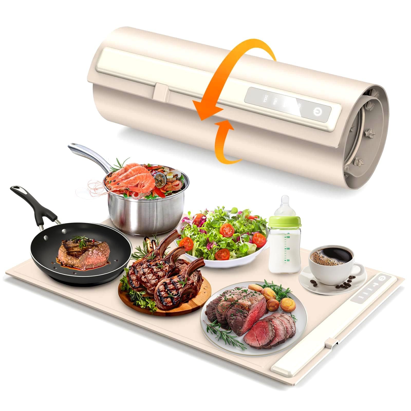 🔥 Food Warming Mat – Foldable Electric Warming Tray with 3 Heat Settings
