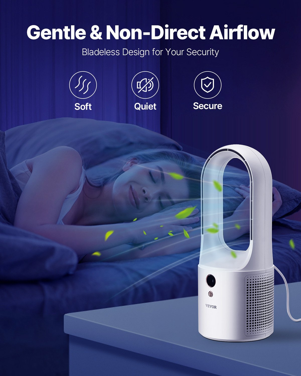 Portable Blade-less Desk Fan – 6-Speed Quiet Table Fan with USB Power for Bedroom Office