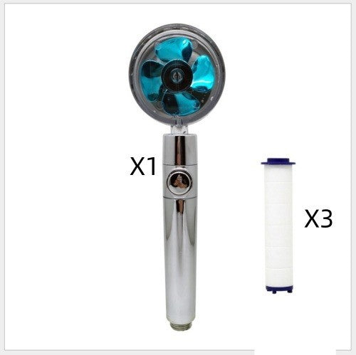 🚿  Propeller Driven Shower Head - High Pressure Handheld Shower Nozzle
