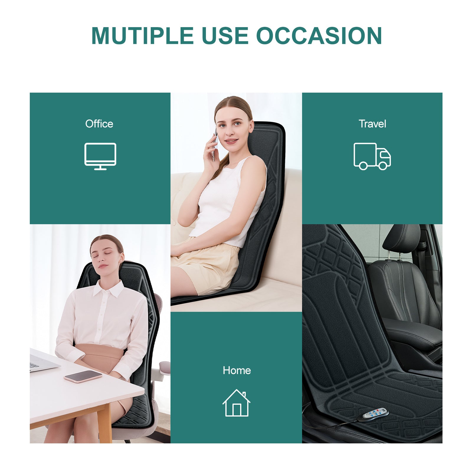 9-Mode Heated Massage Chair Pad
