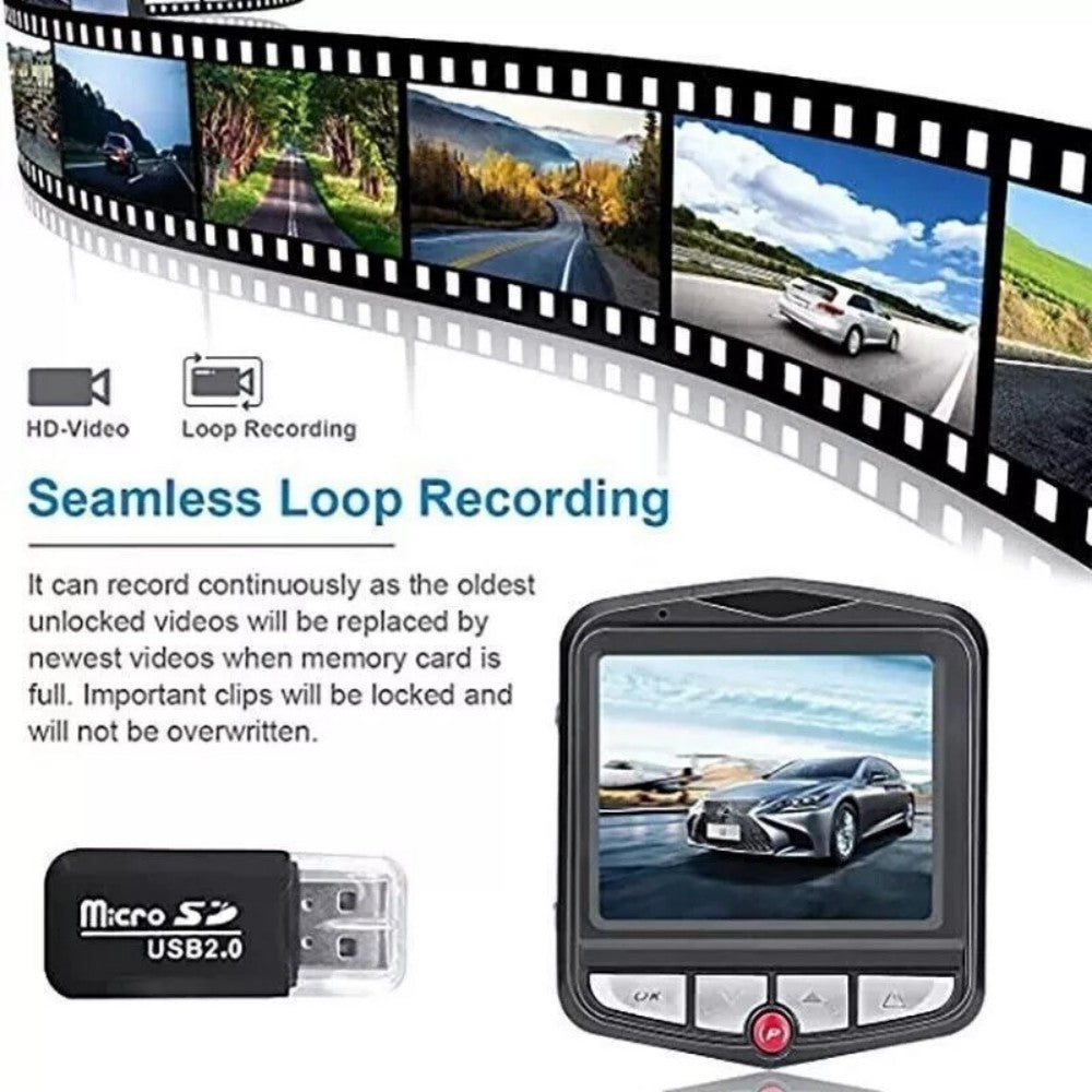 Full HD 1080P Dash Cam – 170° Wide Angle, Night Vision, G-Sensor, and Loop Recording