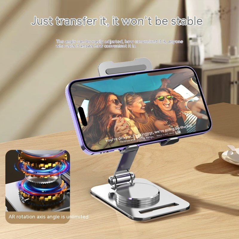 📱 360° Rotating Metal Phone Stand – Adjustable Desktop Holder