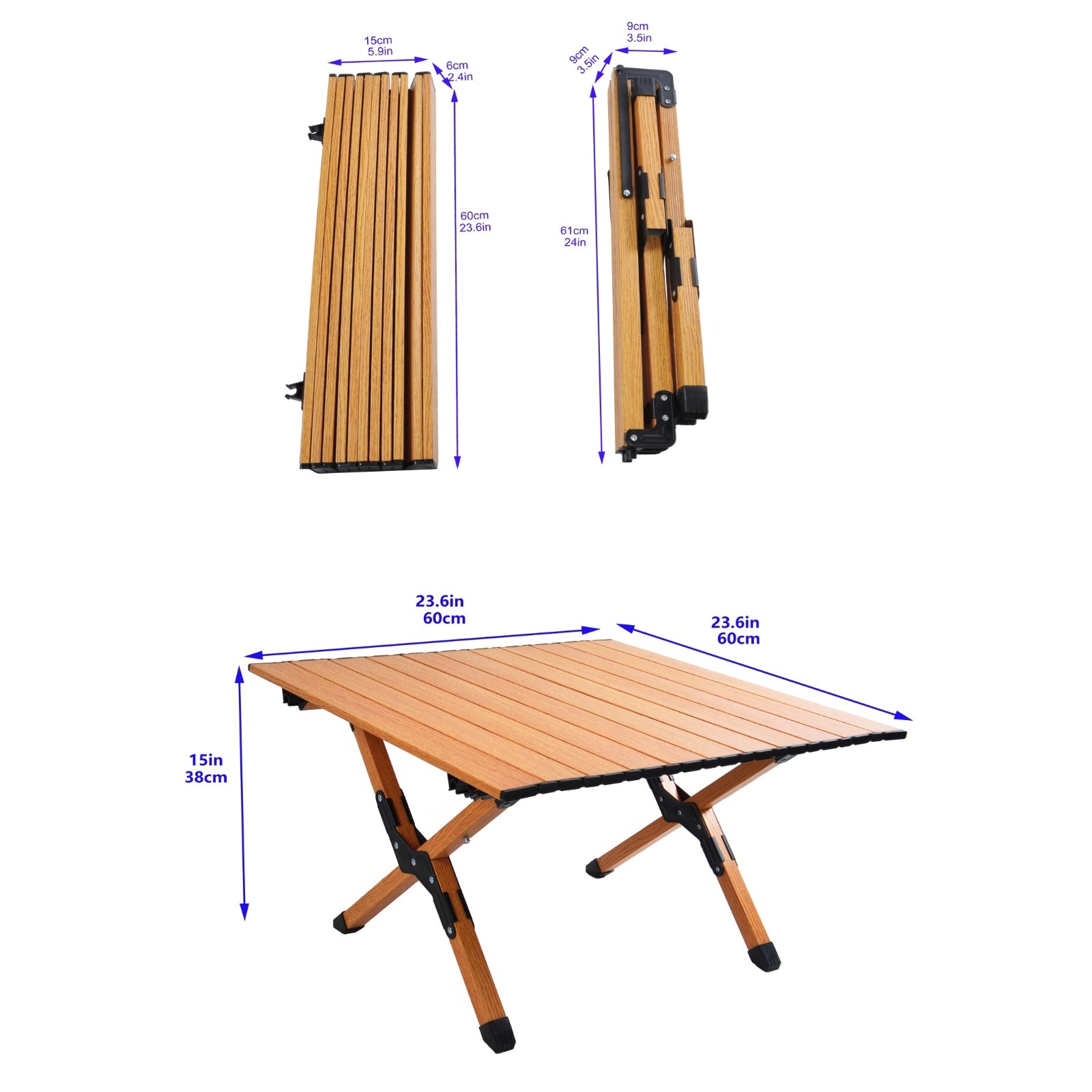 🏕️ Portable Picnic Table with Rollable Aluminum Top