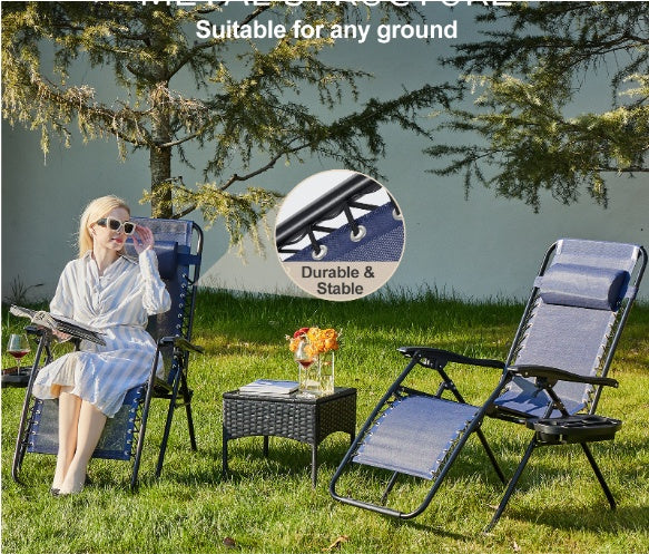 DEAL: Set of 2 Zero Gravity Lounge Chairs – Reclining with Pillow & Cup Holder