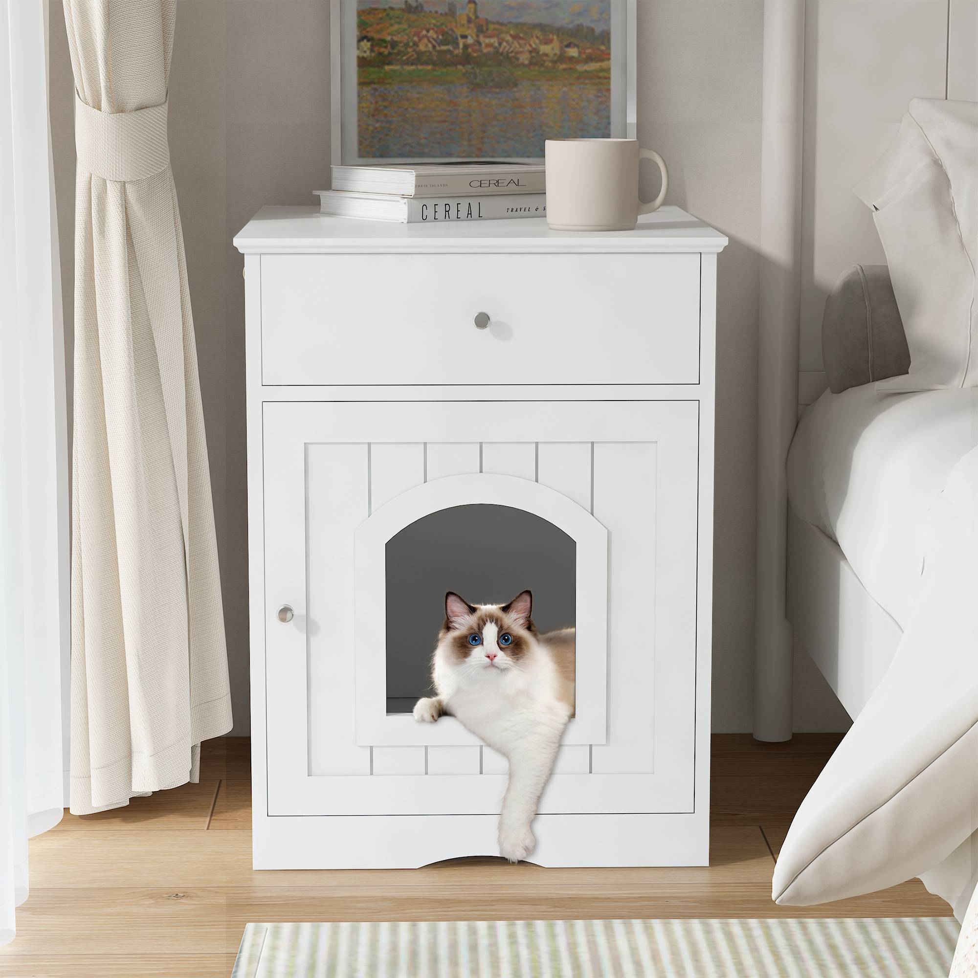 🐾 Modern Cat Litter Box Enclosure with Drawer