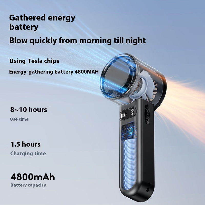 🌬️ Sleek Handheld Portable Fan – USB Rechargeable, Quiet Brushless Motor, Long-Lasting Battery, Ice Version