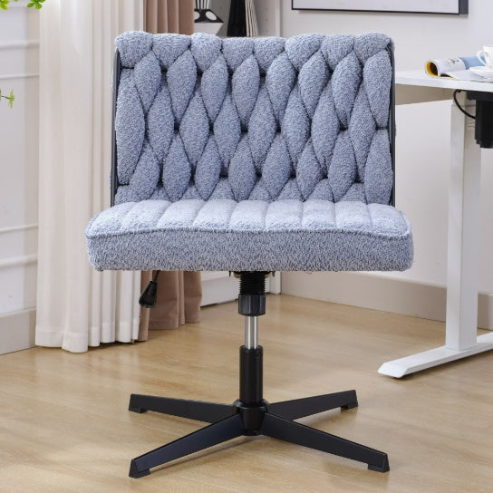 Modern Armless Office Desk Chair – Blue | Ergonomic, No Wheels