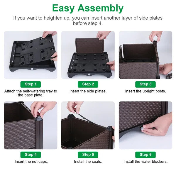 Garden & Patio Balcony Elevated Planter Box - For Flowers, Vegetables & Herbs