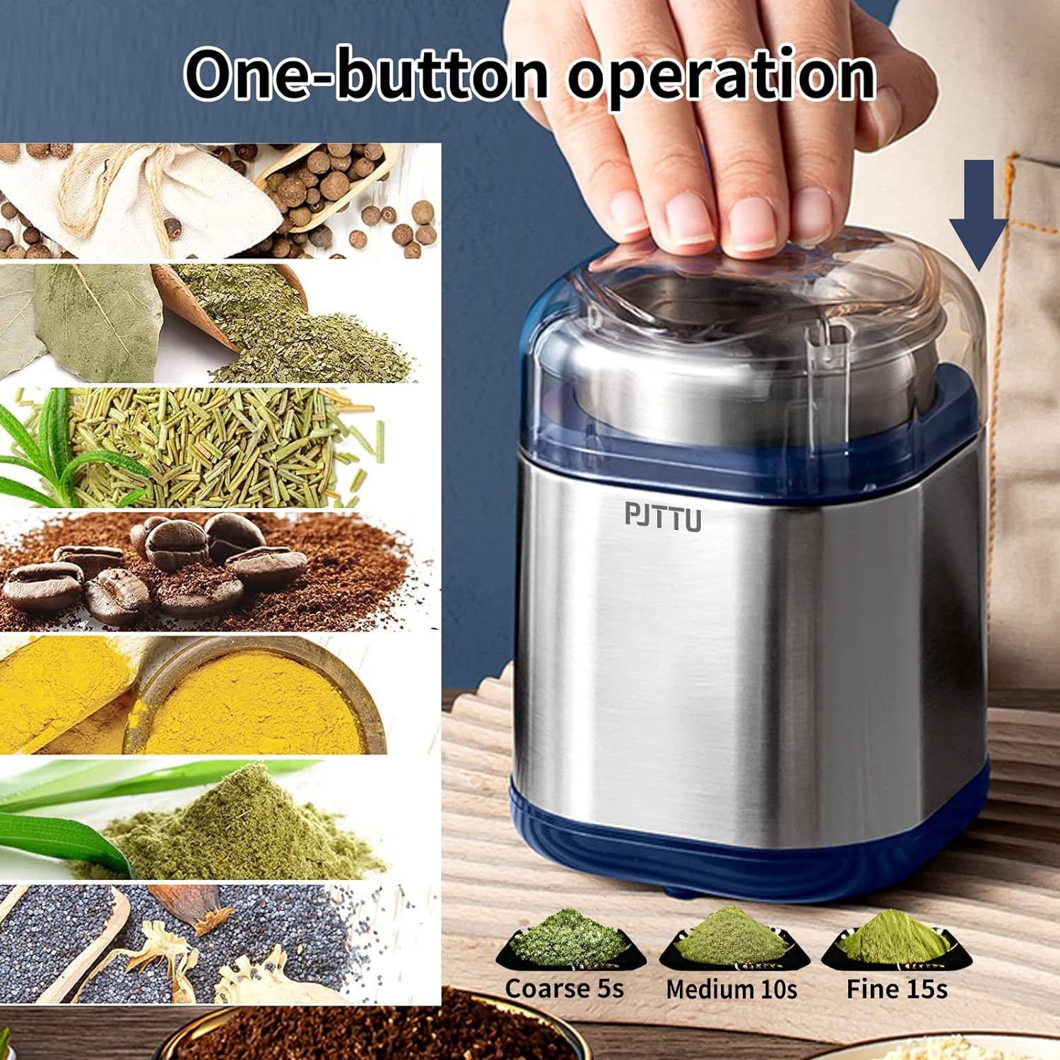 ⚡ TTU Electric Grinder (Silver) – High-Speed, Compact Grinding Power for Herbs, Spices More