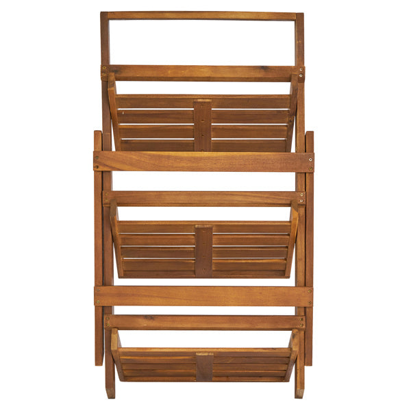 78x55x76.5cm Three-layer Acacia Wood Planting Flower Stand